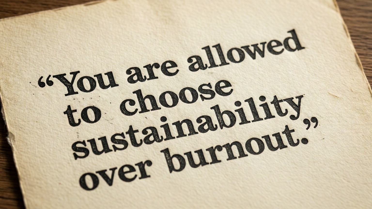 You are allowed to choose sustainability over burnout.