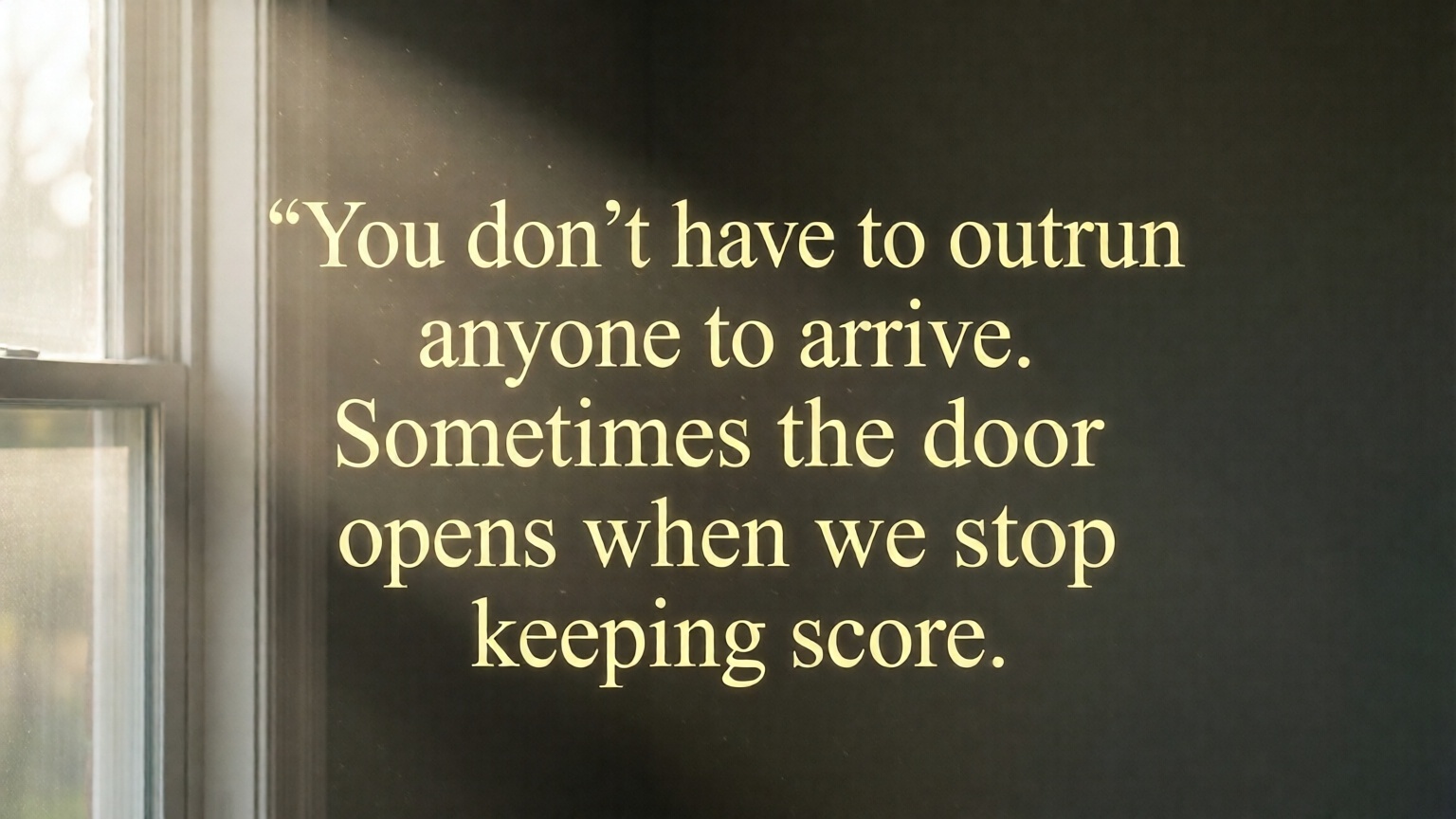 You don’t have to outrun anyone to arrive. Sometimes the door opens when we stop keeping score.