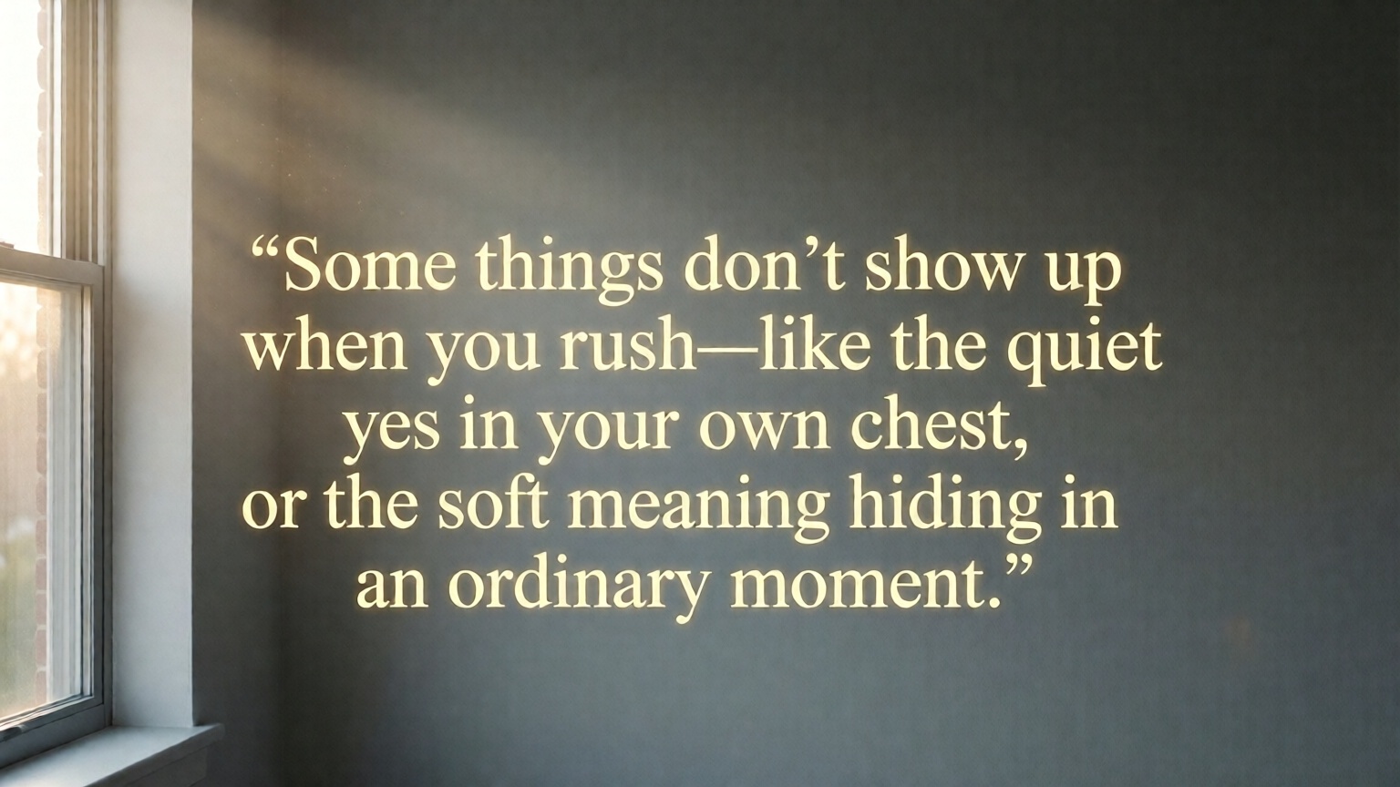 Some things don’t show up when you rush—like the quiet yes in your own chest, or the soft meaning hiding in an ordinary moment.