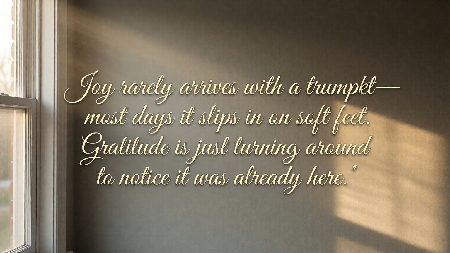 Joy rarely arrives with a trumpet—most days it slips in on soft feet. Gratitude is just turning around to notice it was already here.