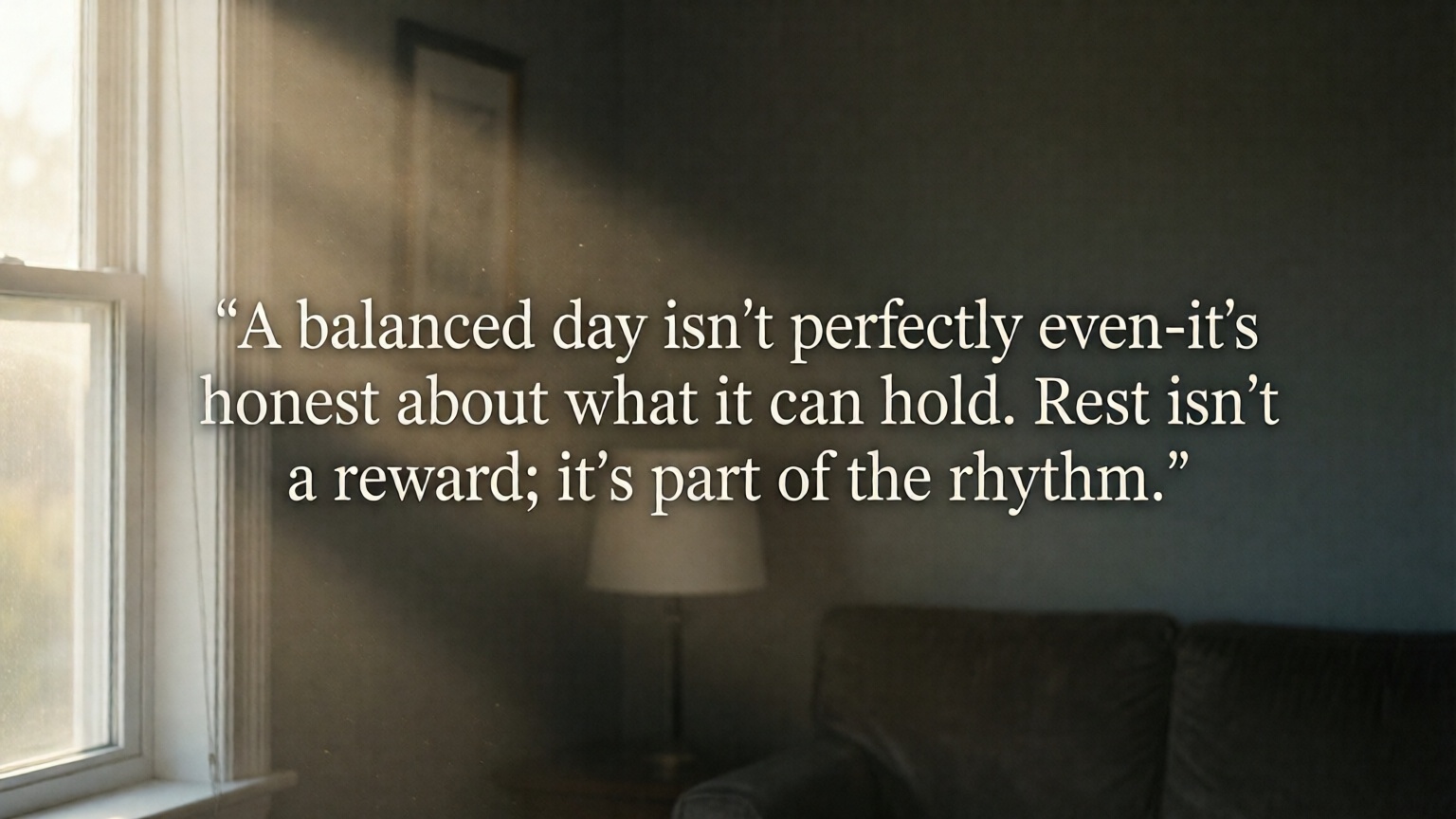 A balanced day isn’t perfectly even—it’s honest about what it can hold. Rest isn’t a reward; it’s part of the rhythm.