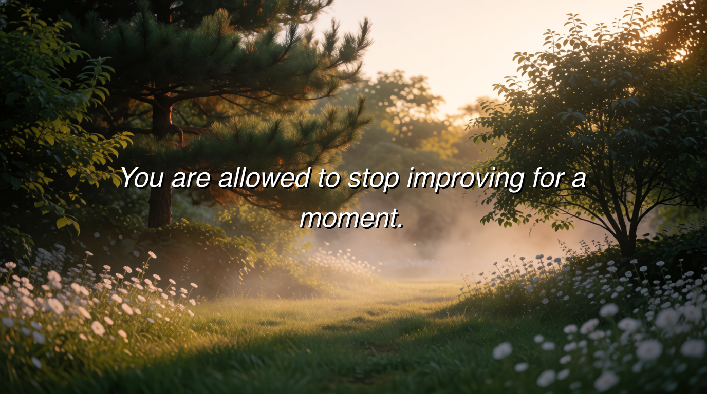 You are allowed to stop improving for a moment.